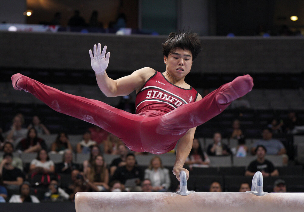 Asher Kong, una de las jóvenes revelaciones del Campeonato Nacional de Gimnasia de Estados Unidos. Foto: AFP