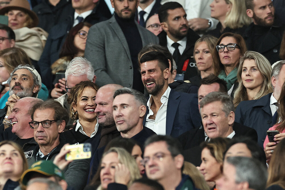 Novack Djokovic presenció la final del Mundial junto a la cantante británcia Rita Ora. Franck Fife/AFP