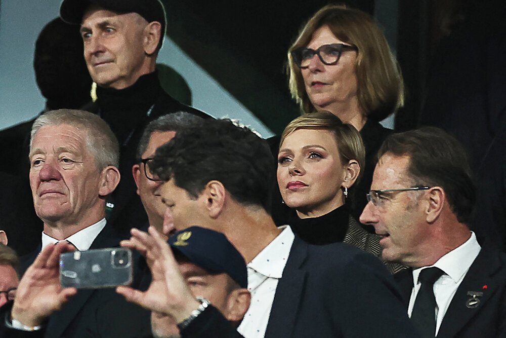 La princesa Charlene de Mónaco también se hizo presente en el Stade de France de París. Franck Fife/AFP 